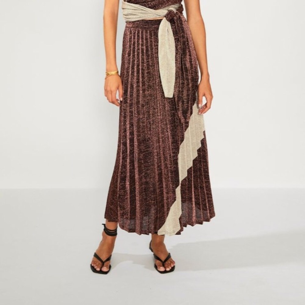 SUBOO Tyra Pleat Panelled Midi Skirt size XS